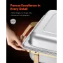 Chafing Dish Buffet Set, 8 Qt 4 Pack, Stainless Steel Chafer with 2 Full Size and 4 Half Size Pans, Rectangle Catering Warmer Se