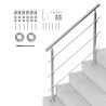 47.2in Handrails for Outdoor Steps 3 Crossbars Staircase for Porch Deck
