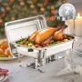 Chafing Dish Buffet Set, 8 Qt 2 Pack, Stainless Steel Chafer with 2 Full Size Pans, Rectangle Catering Warmer Server with Lid Wa