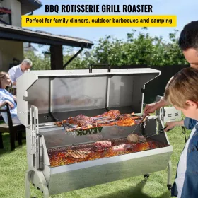 Lam Rotisserie, 132 kg kapacitet, rustfrit stål svine lam spytte grill raster, med 40w motor og justerbar højde låsbar
