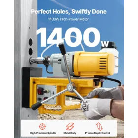 ic Drill 1400W 2922 lbf Mag Drill Press 2 in Boring Diameter 0-750 RPM