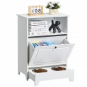 Pet Feeding Station w/ 2 Elevated Dog Bowls Dog Food & Toy Storage Cabinet
