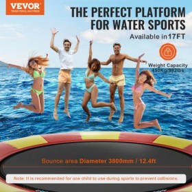 17ft Inflatable Water Trampoline Swim Platform Bounce for Pool Lake Toy