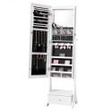 Mirror Jewelry Cabinet Standing Mirror with Storage Full Length White