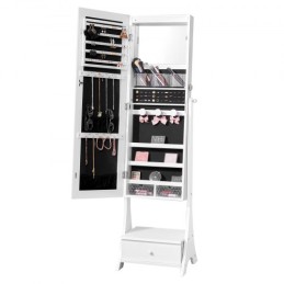 Mirror Jewelry Cabinet Standing Mirror with Storage Full Length White