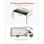 Manual RV Awning Complete Kit, 18' Retractable Awning with Aluminum Alloy Frame, Outdoor Trailer Awning, Fit for Most RVs(Black 