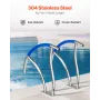Pool Handrail, 30" x 30" Swimming Pool Stair Rail, 2 PCs Stainless Steel Stair Pool Hand Rail Rated 375lbs Load Capacity, Pool R
