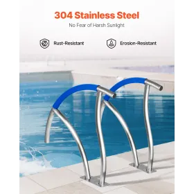 Pool Handrail, 30" x 30" Swimming Pool Stair Rail, 2 PCs Stainless Steel Stair Pool Hand Rail Rated 375lbs Load Capacity, Pool