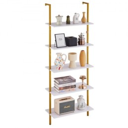 Industrial Square Pipe Shelf 5 Tier 24x11.8in Wall-Mount Gold White