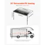 Manual RV Awning Complete Kit, 20' Retractable Awning with Aluminum Alloy Frame, Outdoor Trailer Awning, Fit for Most RVs(Black 