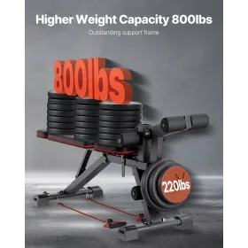 Weight Bench, 800lbs Adjustable Weight Bench Press for Full Body Workout, Exercise Sit up Bench for Home Gym Strength Training, 