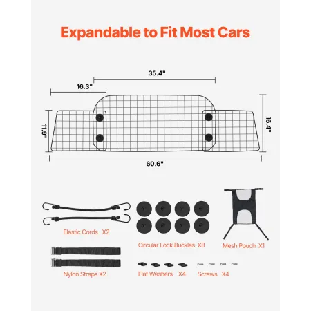 Dog Car Barrier, 35.4"-60.6" Adjustable Car Divider for Front Seat Installation, Universal-Fit Heavy-Duty Wire Mesh Dogs Separat