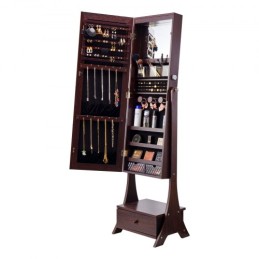 Mirror Jewelry Cabinet Standing Mirror with Storage Full Length Brown