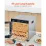 Food Dehydrator Machine, 10 Stainless Steel Trays, 1000W Electric Food Dryer with Adjustable Temperature & 24-Hour Timer, Freeze