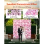 3D Flower Wall Panel, 12 PCS 15 x 15 inch, Artificial Floral Wall Background Mesh Backing Mat,Seamless Design&Easy Installation 