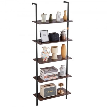 Industrial Square Pipe Shelf 5 Tier 24x11.8in vægmontering til soveværelse