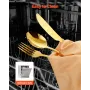 60-Piece Gold Silverware Set, Food-Grade Stainless Steel Flatware Utensils for 12, Mirror Finished Cutlery Set, Dishwasher Safe 