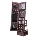 Mirror Jewelry Cabinet 360Â° Swivel Standing Mirror with Storage Brown