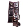 Mirror Jewelry Cabinet 360Â° Swivel Standing Mirror with Storage Brown
