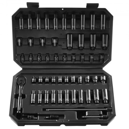 Impact Sockets Set 55pcs 6-punkts 1/4 "Drive Bit Ratchet Tool Kit Case