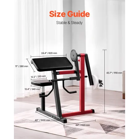 Preacher Curl Machine, 2 in 1 Bicep Curl Machine and Triceps Extension Machine, Seated Arm Isolated Bicep Station, Strength Trai