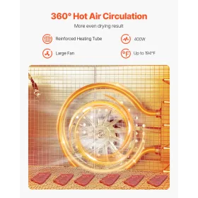 6 bakker mad dehydrator maskine rustfrit stål 400w rykkende frugttørring