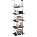Industrial Square Pipe Shelf 5 Tier 17.3x11.8in vægmontering til soveværelse