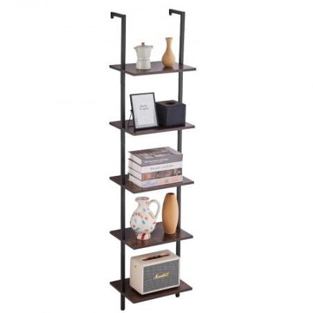 Industrial Square Pipe Shelf 5 Tier 15.6x11.8in Wall-Mount for Bedroom