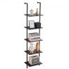 Industrial Square Pipe Shelf 5 Tier 15.6x11.8in vægmontering til soveværelse