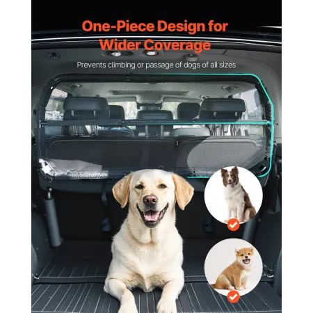 Dog Car Barrier, 46" Wide Car Divider for Cargo Area, Vehicle Pet Barrier with See Through Net Mesh, Universal-Fit Dog Car Barri