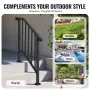 Handrails for Outdoor Steps, 2-3 Step Stair Hand Rail Kit, Transitional Carbon Steel Railings with Installation Kit, Stair Rails