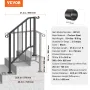 Handrails for Outdoor Steps, 2-3 Step Stair Hand Rail Kit, Transitional Carbon Steel Railings with Installation Kit, Stair Rails