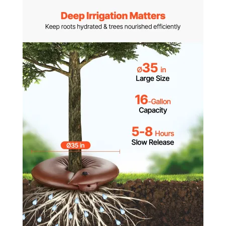 Tree Watering Rings, 4 Pcs 16 Gallons Tree Watering Bags, 6-9 Hours Slow Release, Refillable Planting Water Bags, Water Saving, 