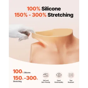 Silicone Breastplate E-Cup High Neck Fake Breasts for Cosplay Drag Queen