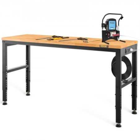 Adjustable Height Workbench 48"L x 20"W Work Bench Table with Power Outlet