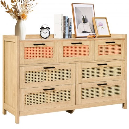 Ratting skuffe Dresser Natural Rattan Closet Dresser 7 skuffer til soveværelse