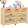 Ratting skuffe Dresser Natural Rattan Closet Dresser 7 skuffer til soveværelse
