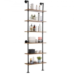Industrial Pipe Shelf 6 Tier 24x9.84in Wall-Mount for Kitchen Bedroom