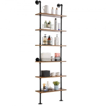 Industrial Pipe Shelf 6 Tier 24x9.84in Wall-Mount for Kitchen Bedroom