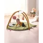 Baby Play Gym Mat, Baby Activity Mat with 6 Sensory Toys, Oversize Leaf-Shaped Tummy Time Mat for 0-18 Months Newborn Infant, Ba