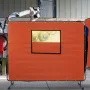Welding Curtain, 6' x 8', Welding Screen with Metal Frame & 4 Wheels, Fireproof Fiberglass with Transparent Window, for Workshop