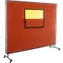 Welding Curtain, 6' x 8', Welding Screen with Metal Frame & 4 Wheels, Fireproof Fiberglass with Transparent Window, for Workshop