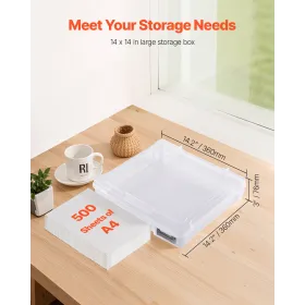 Scrapbook Paper Storage, 4 Pack Stackable Plastic Board Game Boxes, Clear Multi-Purpose Document Case with Rounded Corners and D