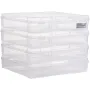Scrapbook Paper Storage, 4 Pack Stackable Plastic Board Game Boxes, Clear Multi-Purpose Document Case with Rounded Corners and D