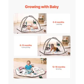 Baby Play Gym Mat Tummy Time Activity Mat med 6 Sensory Toy 41.7 "X 41.7"