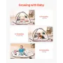 Baby Play Gym Mat, Tummy Time Mat with 6 Detachable Sensory Toys, 41.7" x 41.7" Large-Sized Baby Newborn Activity Mat with Fold-