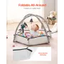 Baby Play Gym Mat, Tummy Time Mat with 6 Detachable Sensory Toys, 41.7" x 41.7" Large-Sized Baby Newborn Activity Mat with Fold-