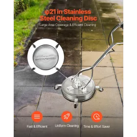 21" Pressure Washer Surface Cleaner 4 Wheels Dual Handle 4000 Max PSI