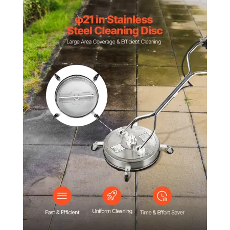 21 "Trykskive Surface Cleaner 4 Wheels Dual Handle 4000 Max Psi