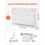 9 Drawer Dresser, Tall Drawer Dresser with Fabric Bin, Closet Storage Drawers with Sturdy Metal Frame, LED Lights & Built-in Out
